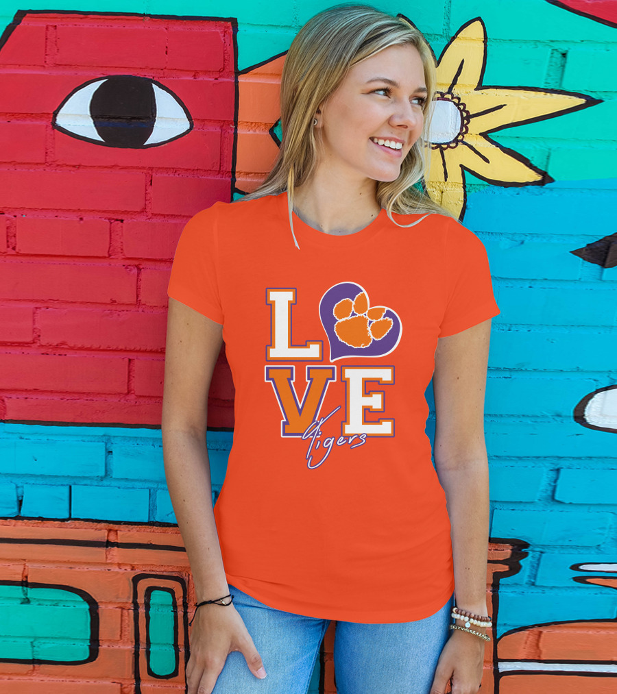 LOVE Heart Tigers Clemson T-Shirt