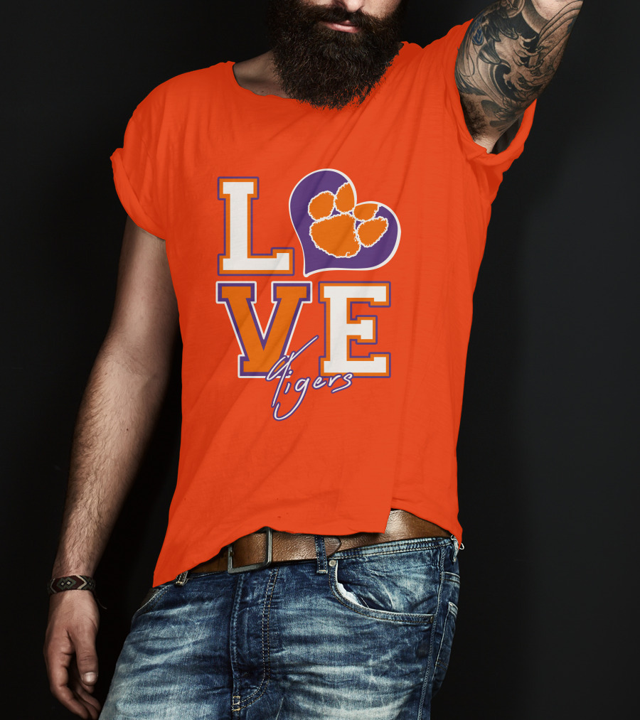 LOVE Heart Tigers Clemson T-Shirt