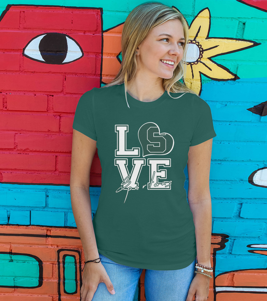 Love Spartans Michigan State Heart T-Shirt