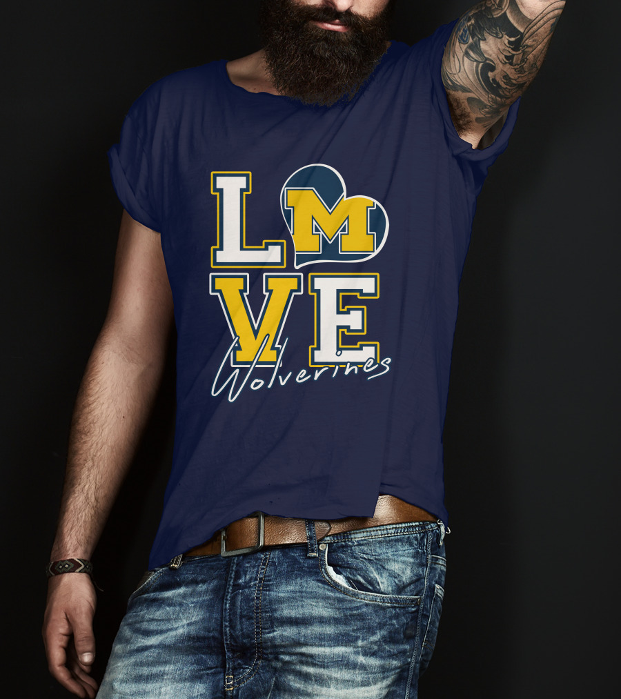 Love Michigan Wolverines Heart T-Shirt