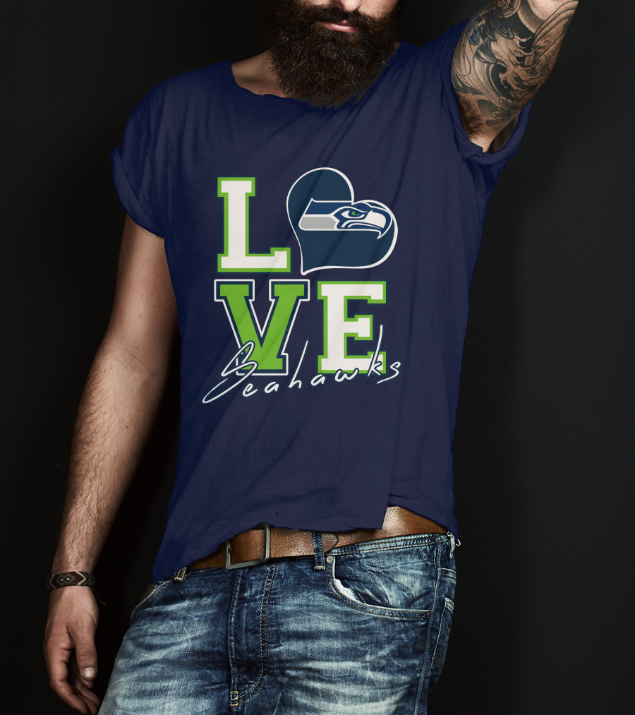LOVE Seattle Seahawks Heart T-Shirt
