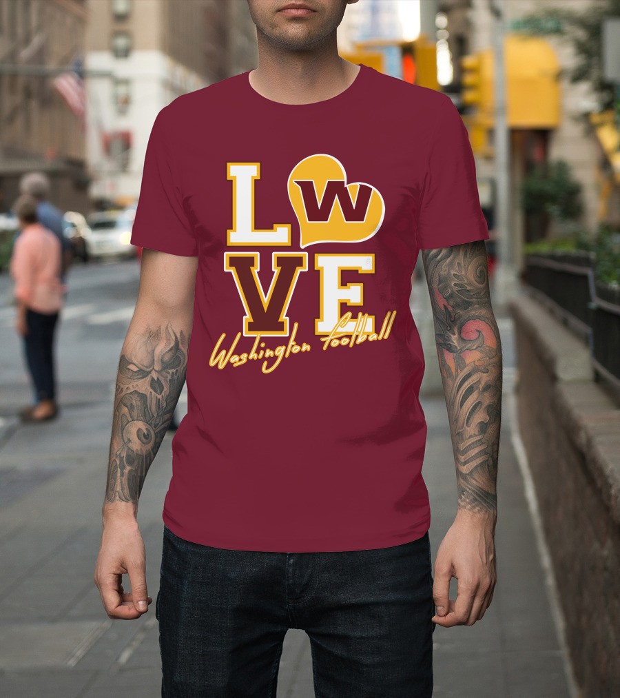 Washington Football Love W Heart T-Shirt