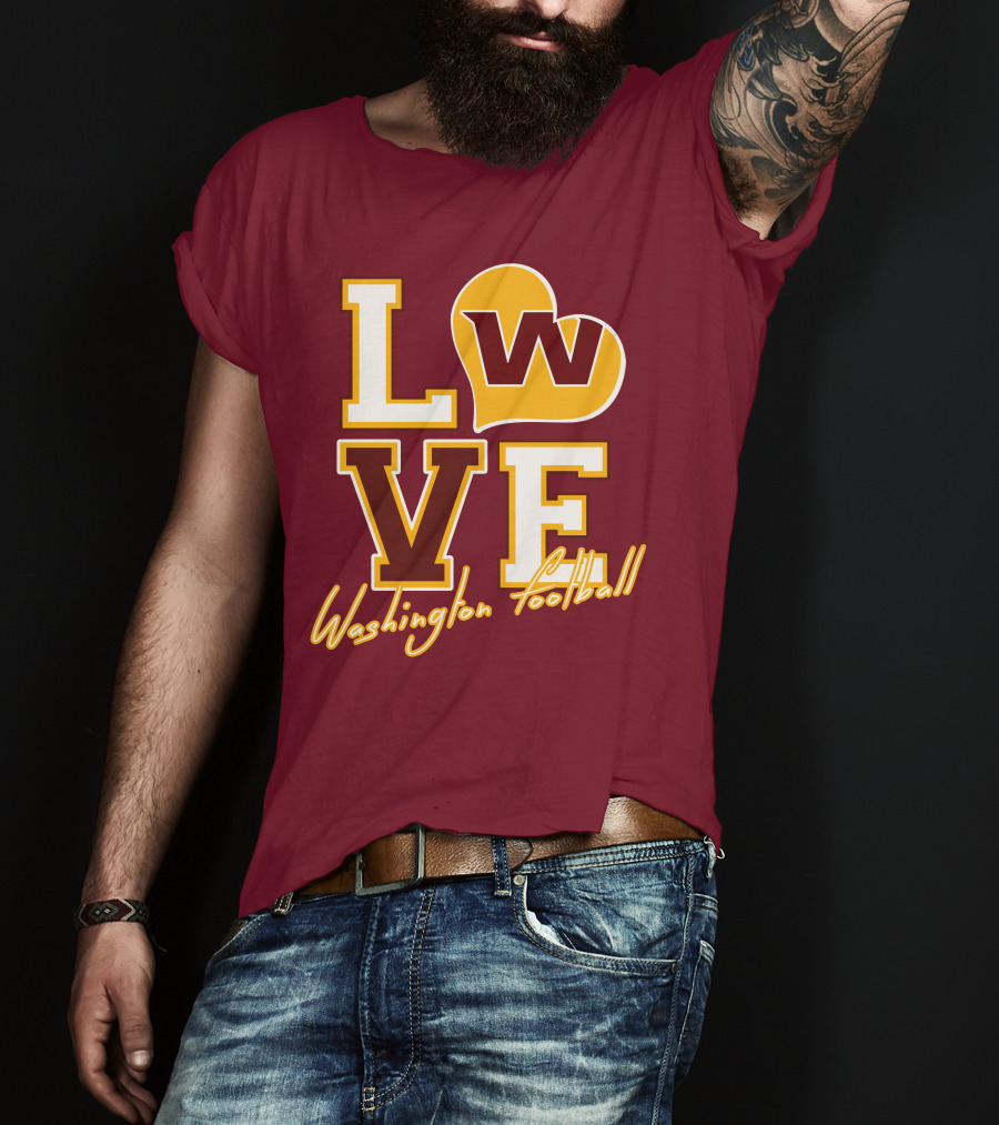 Washington Football Love W Heart T-Shirt