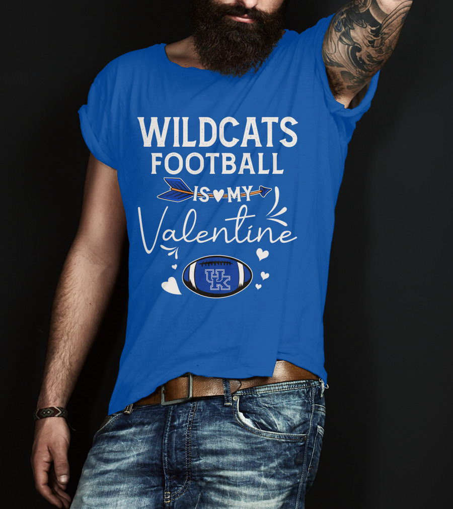 Wildcats Football Is My Valentine UK Football Heart Arrow T-Shirt