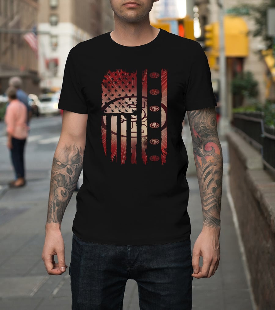 San Francisco 49ers American Flag Fan Gear T-Shirt
