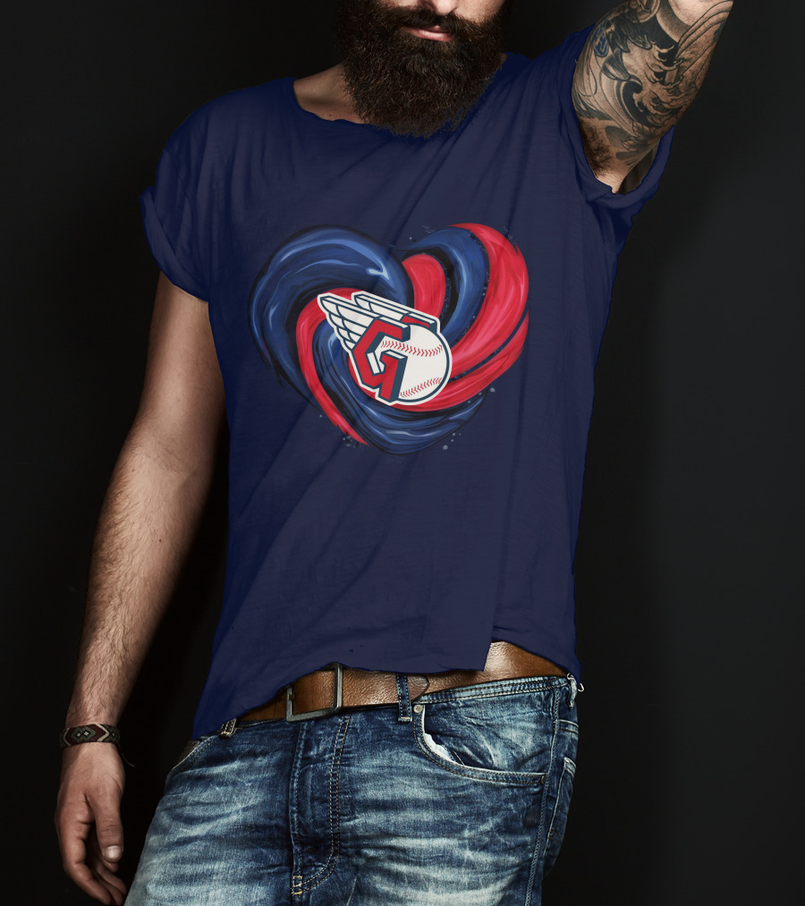 Cleveland Guardians Heart Tornado Baseball T-Shirt