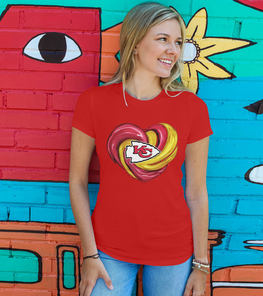 Kansas City Chiefs Heart KC Tornado Colors T-Shirt