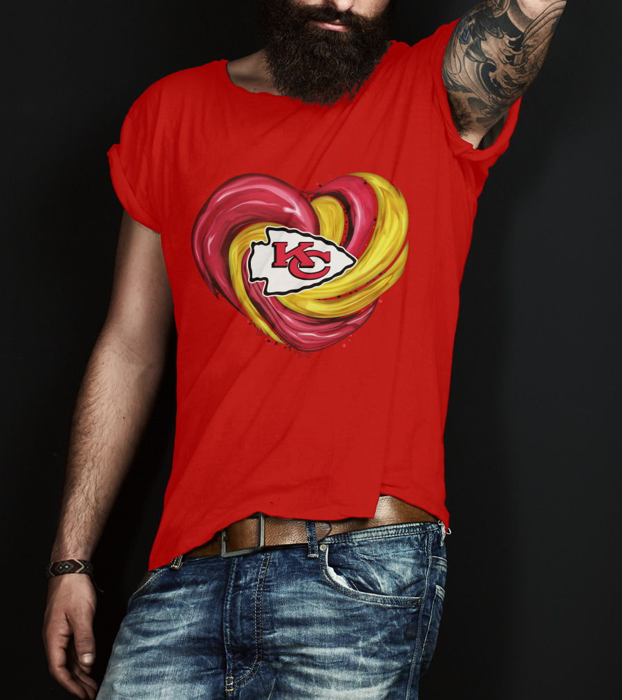 Kansas City Chiefs Heart KC Tornado Colors T-Shirt
