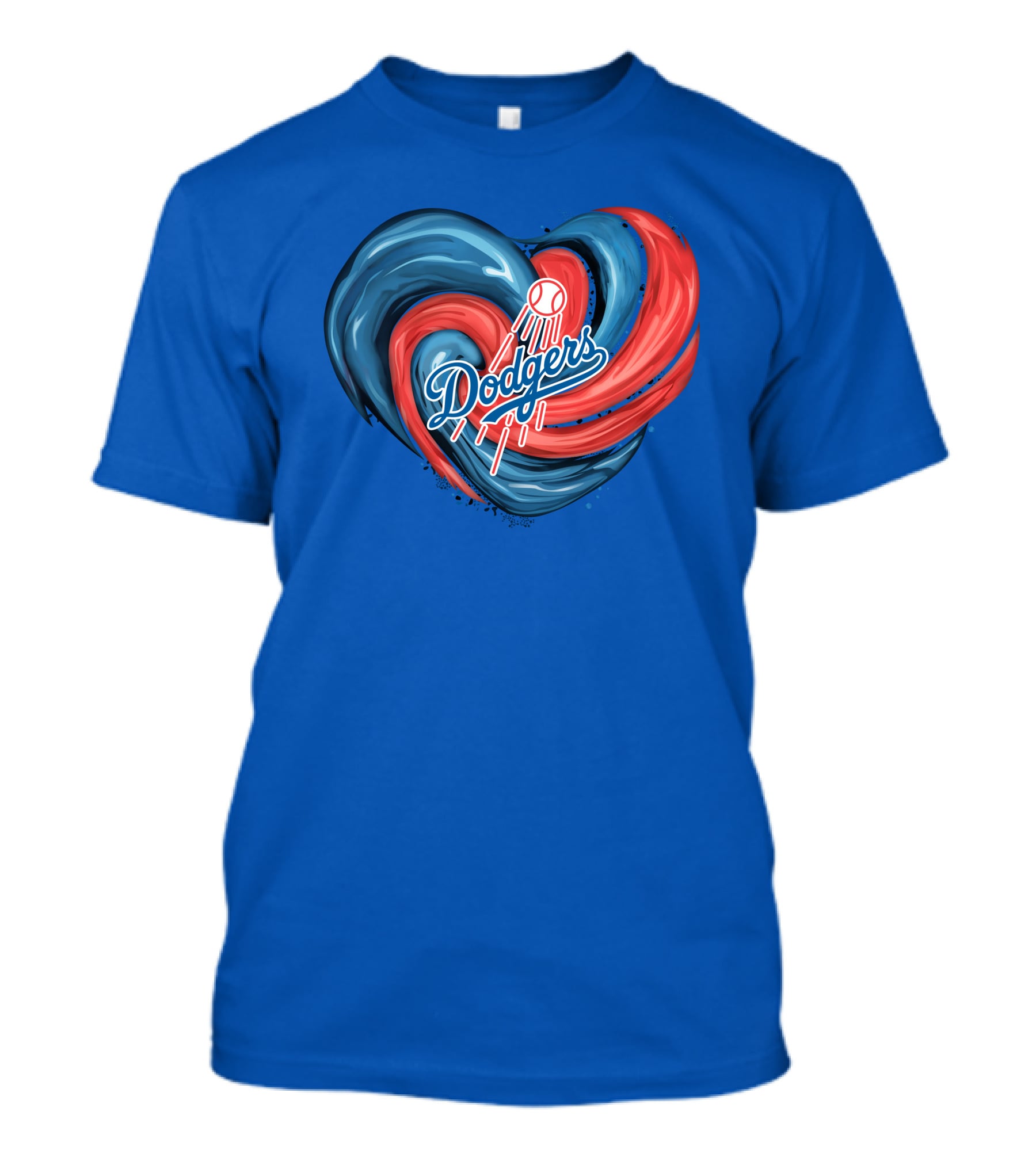 Dodgers Tornado Heart Blue Red Swirl Baseball T-Shirt