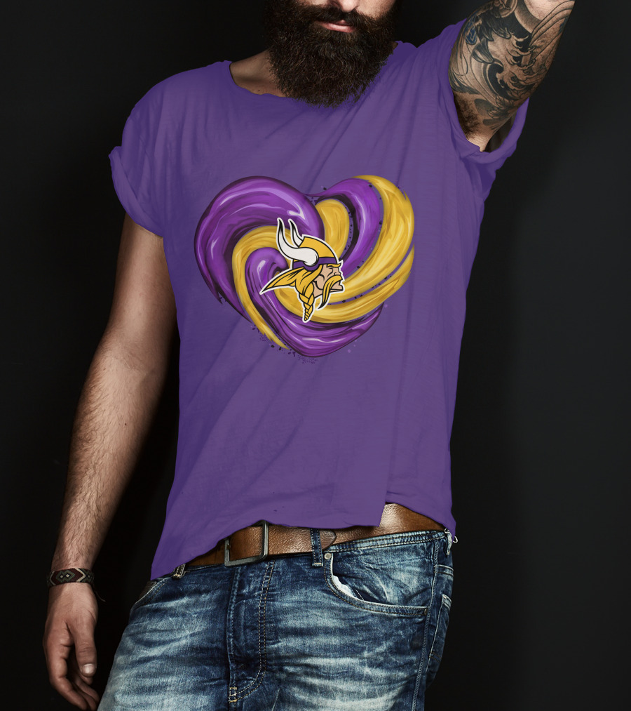 Minnesota Vikings Heart Swirl Viking Helmet T-Shirt