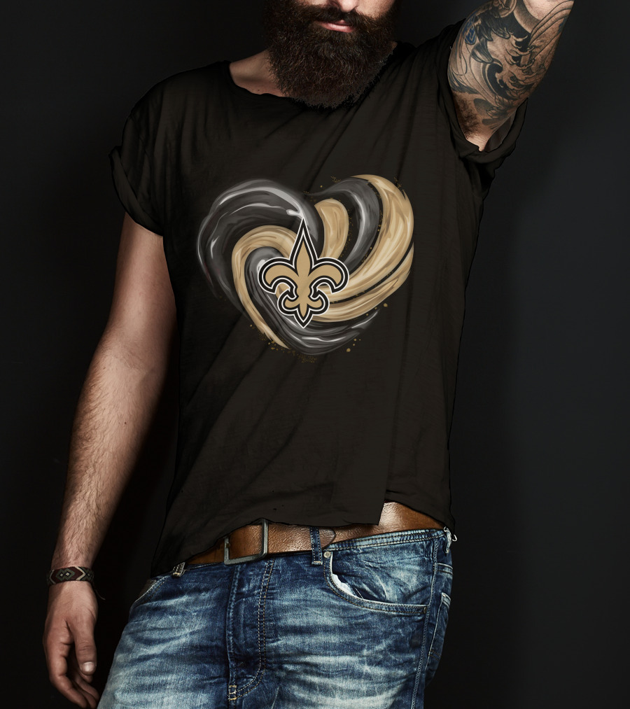 New Orleans Saints Fleur-de-Lis Tornado Heart T-Shirt