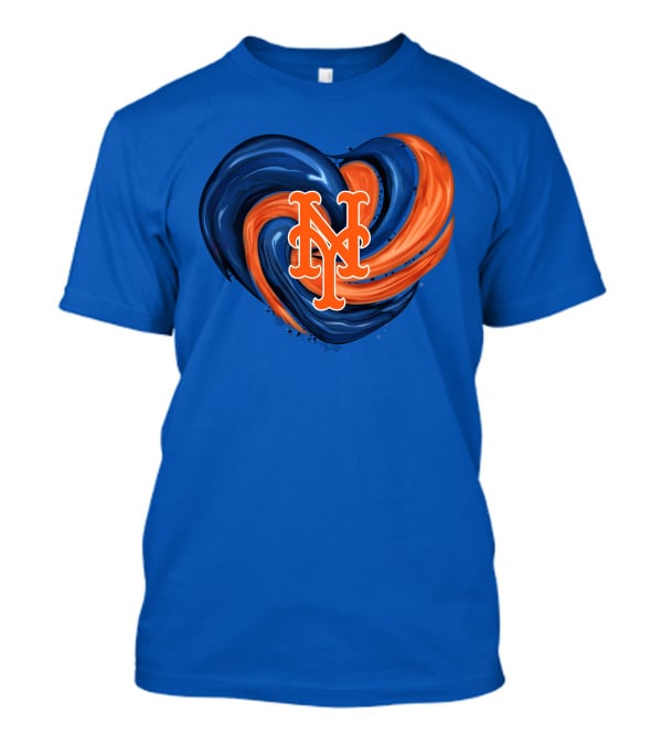 New York Mets Heart Swirl Icon Emblem T-Shirt