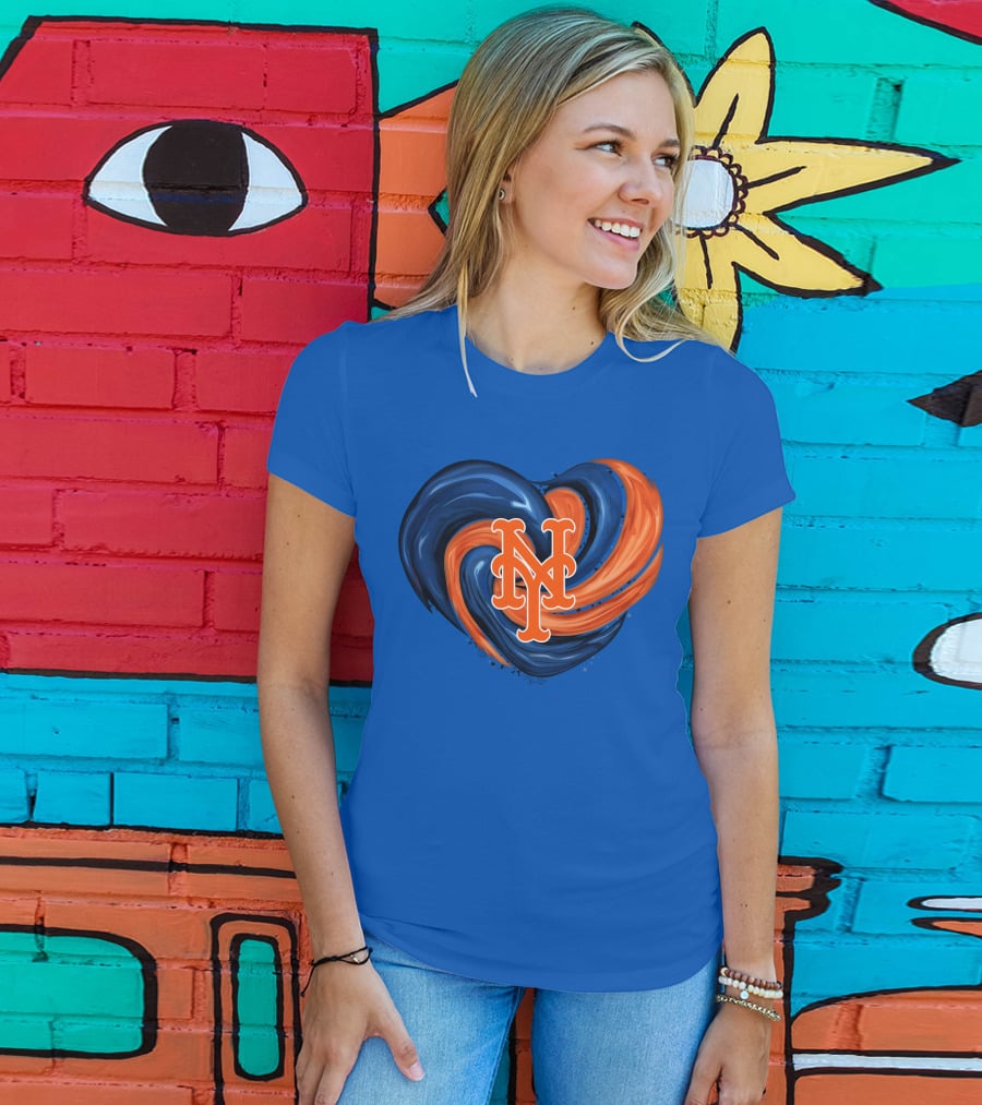 New York Mets Heart Swirl Icon Emblem T-Shirt