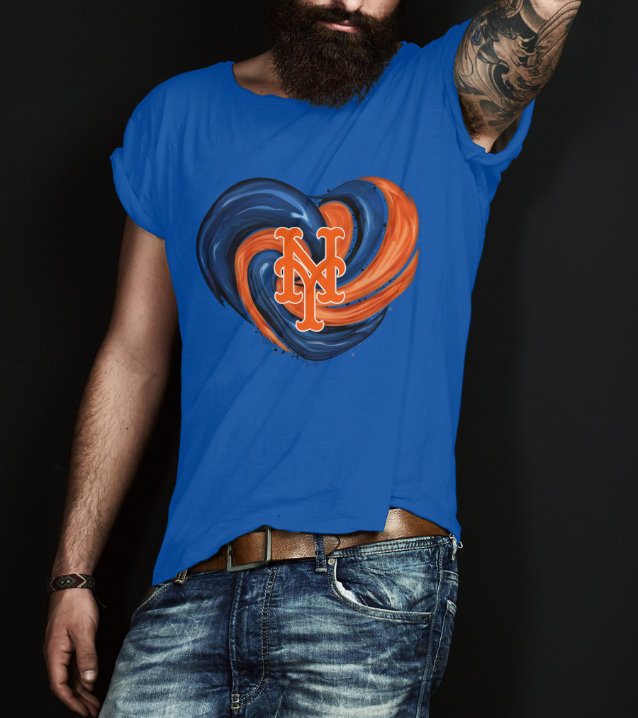 New York Mets Heart Swirl Icon Emblem T-Shirt