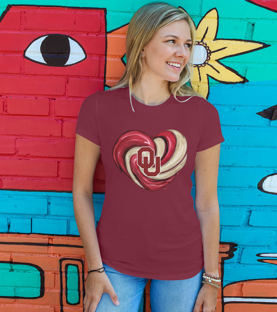 OU Red Gold Heart Tornado T-Shirt