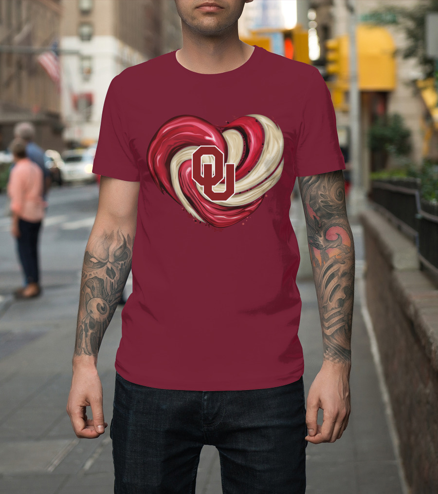 OU Red Gold Heart Tornado T-Shirt