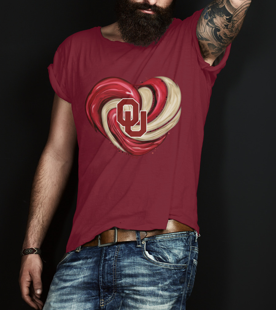 OU Red Gold Heart Tornado T-Shirt