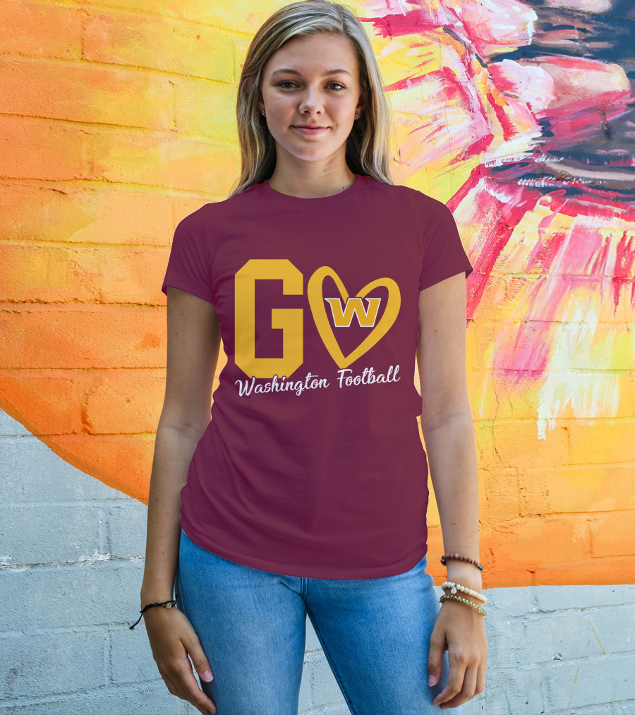 Go W Washington Football Team Heart T-Shirt