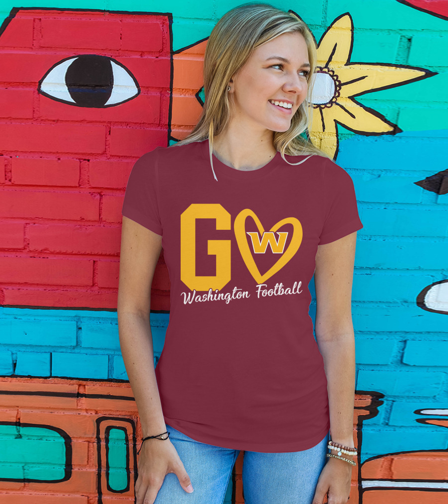 Go W Washington Football Team Heart T-Shirt