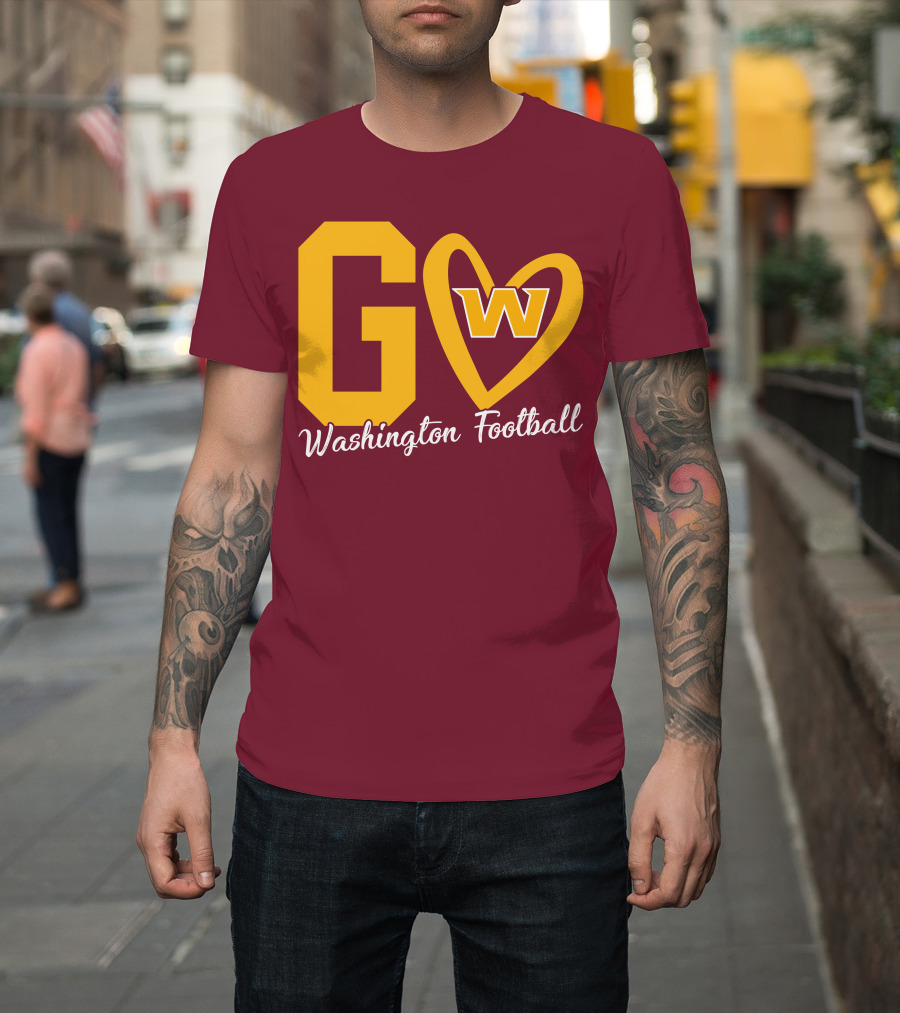 Go W Washington Football Team Heart T-Shirt