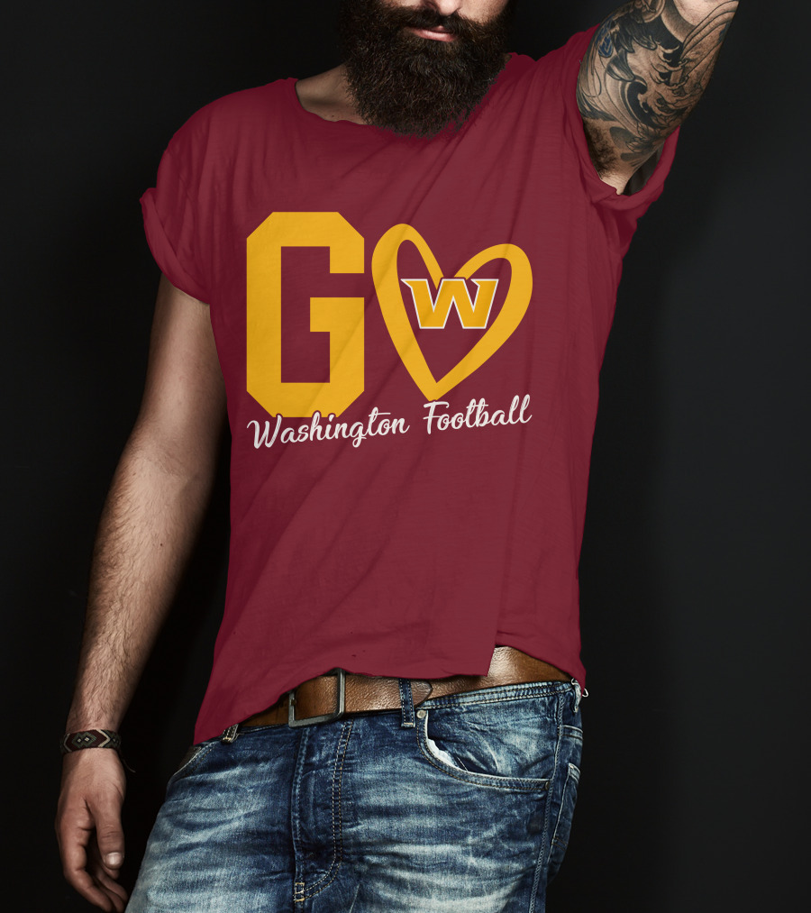Go W Washington Football Team Heart T-Shirt