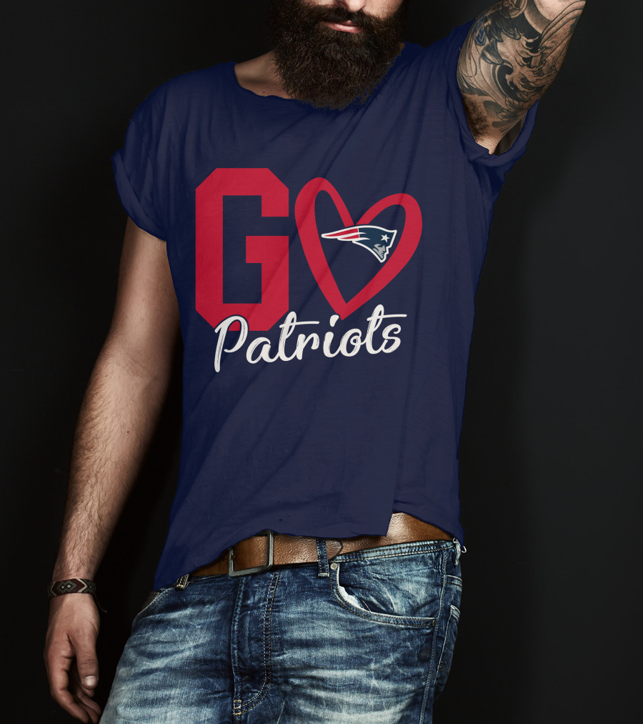 Go Patriots New England Patriots Logo Heart T-Shirt