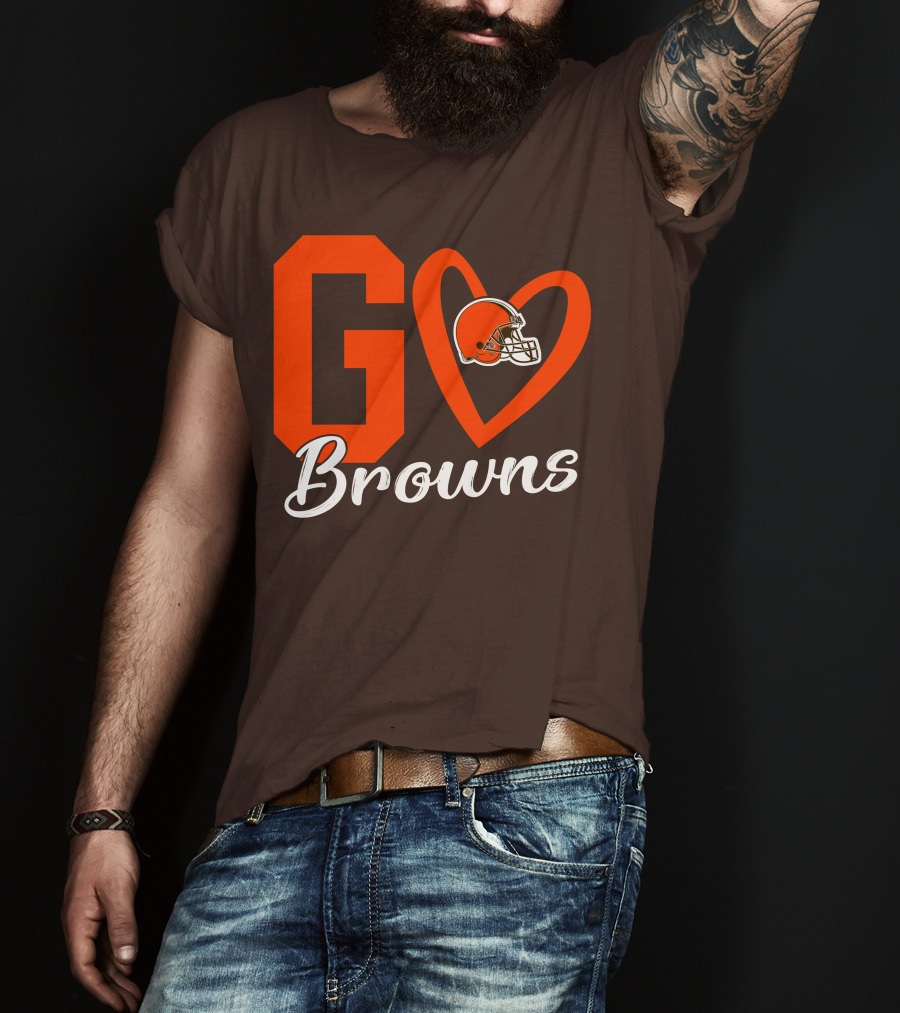 GO Heart Browns Football Helmet T-Shirt