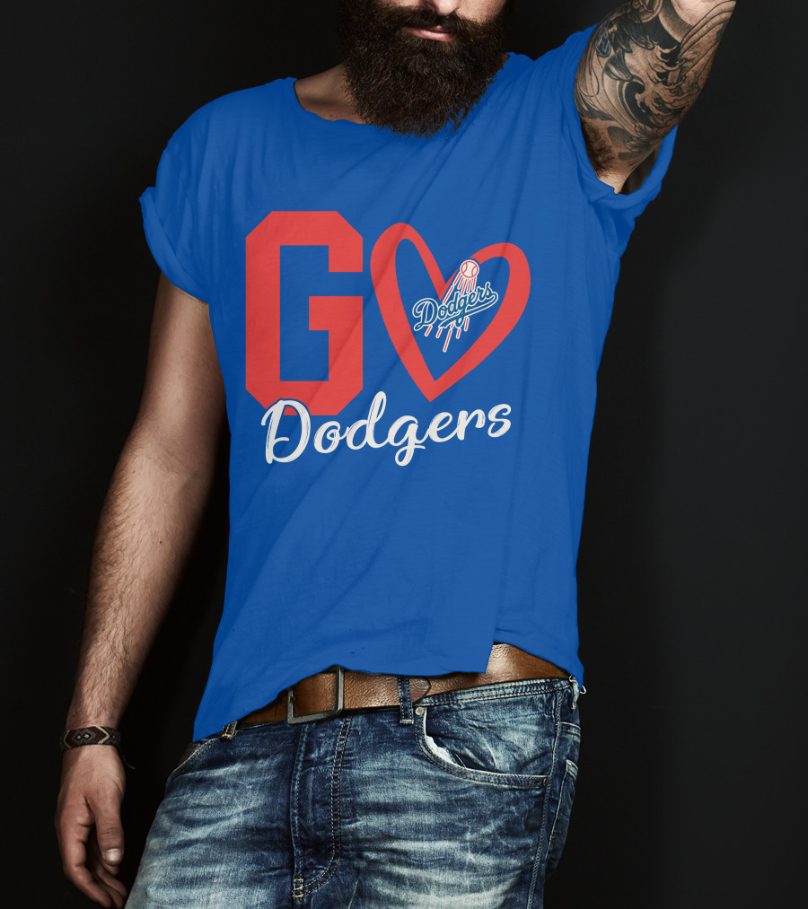 Go Dodgers Heart Logo Baseball Dodgers T-Shirt