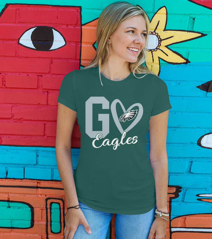 Go Eagles Philadelphia Eagles Logo Heart T-Shirt