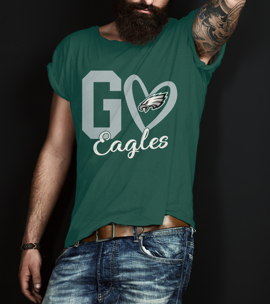 Go Eagles Philadelphia Eagles Logo Heart T-Shirt