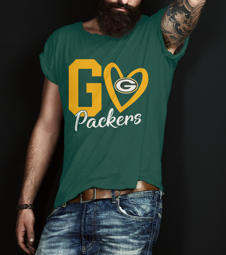 Go Packers Heart Logo Green Bay Enthusiasm T-Shirt