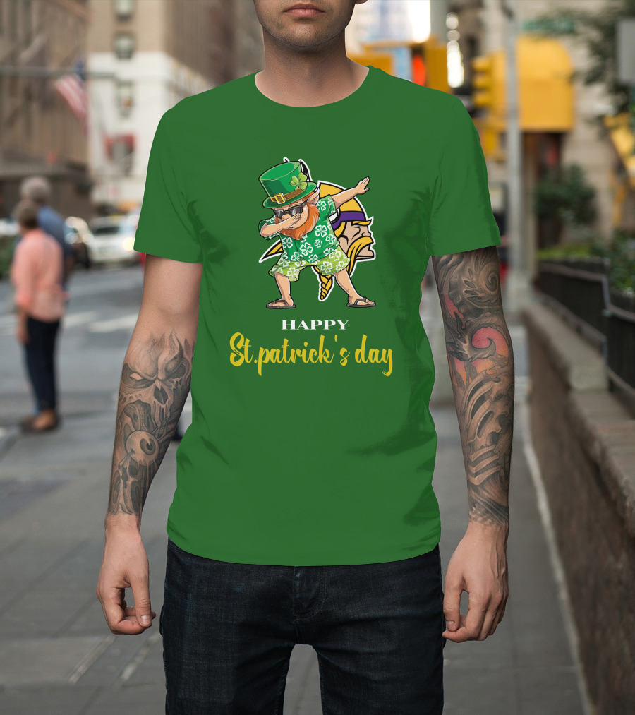 Happy St. Patrick's Day Dabbing Leprechaun Minnesota Vikings T-Shirt
