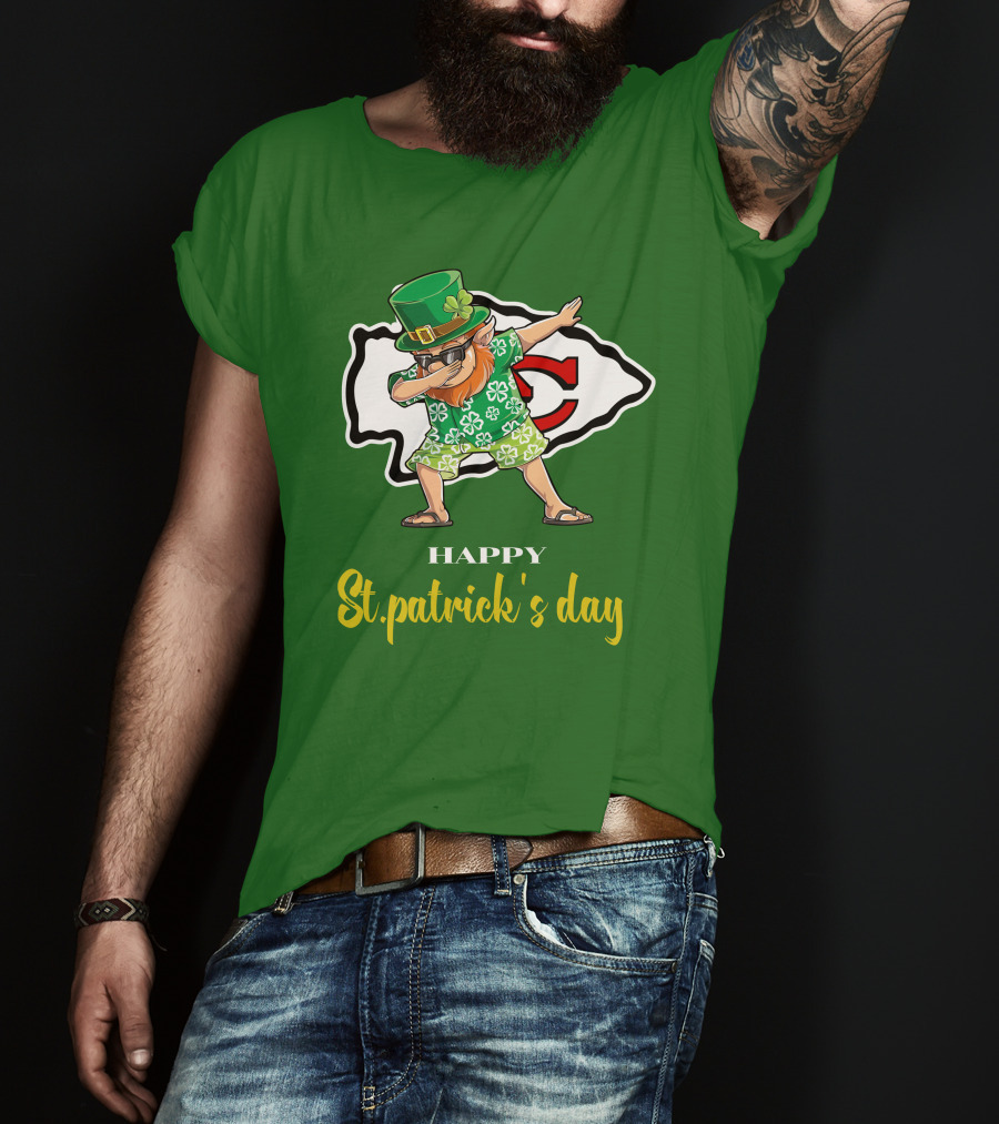 Happy St. Patrick's Day Kansas City Chiefs Dabbing Leprechaun T-Shirt