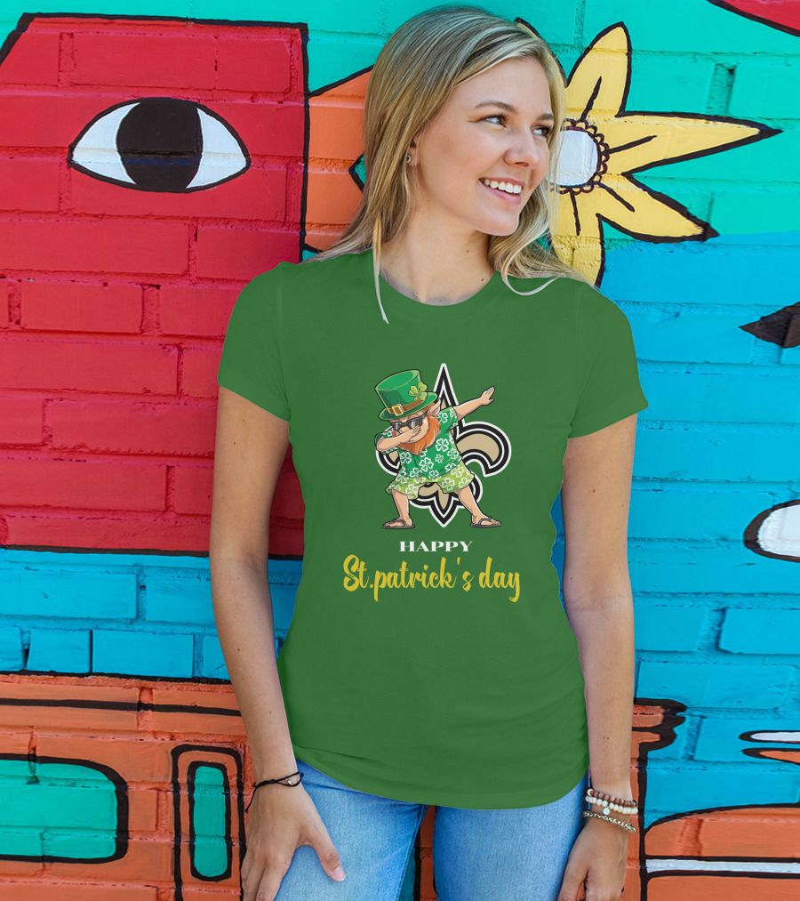 Happy St. Patrick's Day New Orleans Saints Dabbing Leprechaun T-Shirt