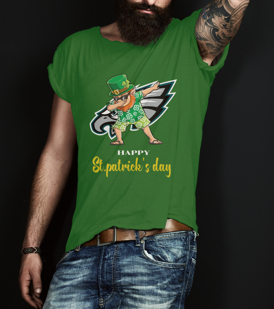 Happy St. Patrick's Day Philadelphia Eagles Dabbing Leprechaun T-Shirt