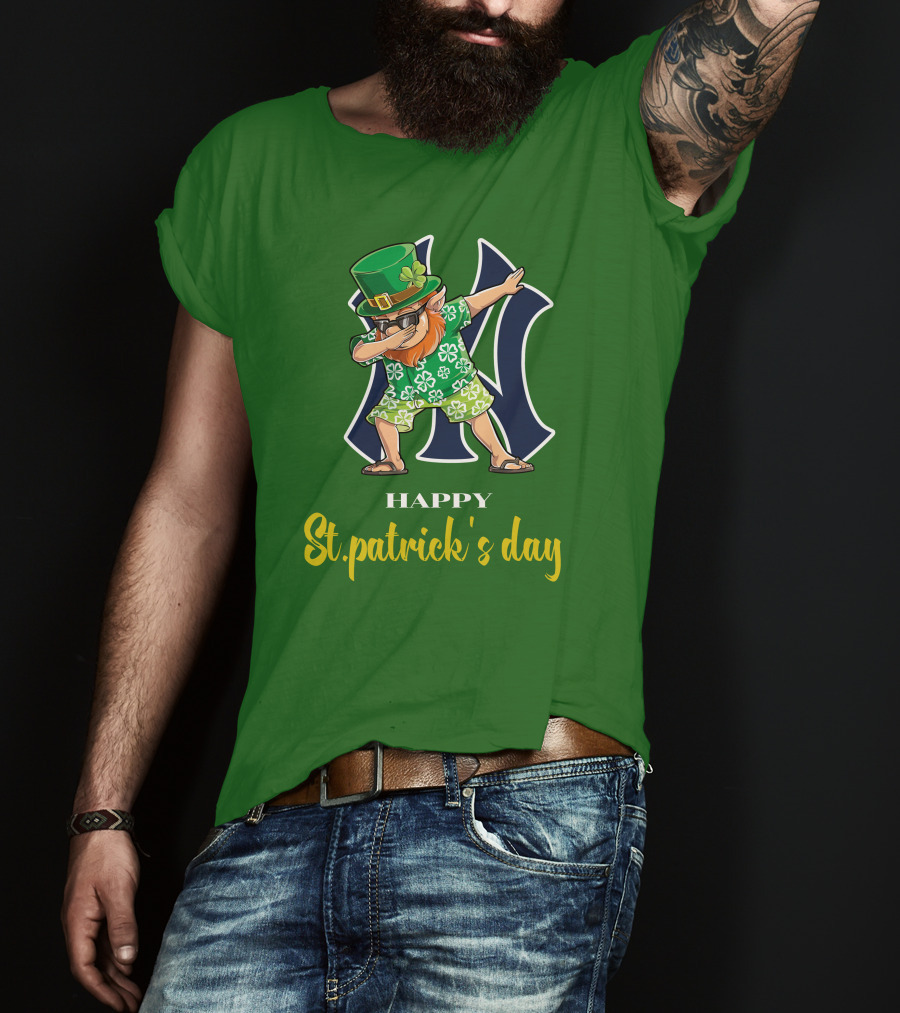 Happy St. Patrick's Day New York Yankees Dabbing Leprechaun T-Shirt