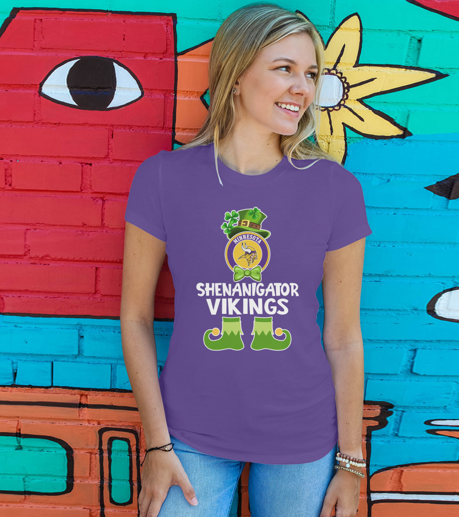 Shenanigator Minnesota Vikings St. Patrick's Day Funny Leprechaun T-Shirt
