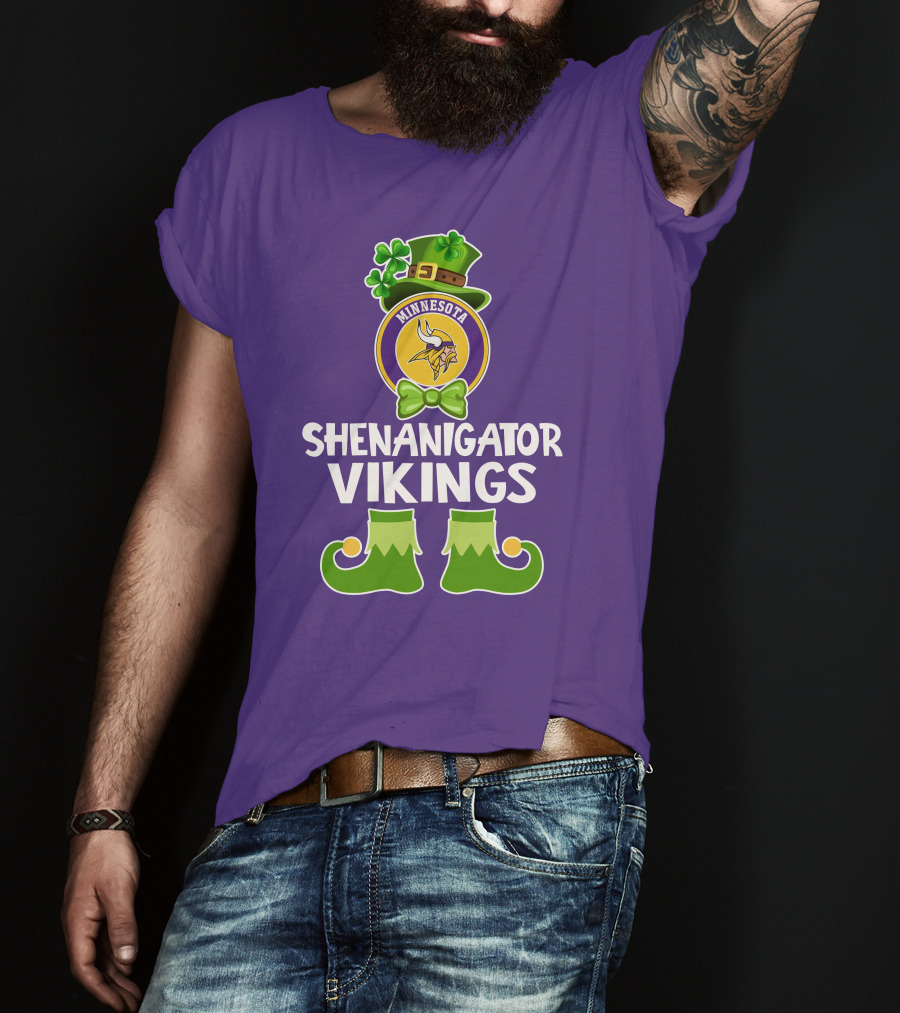 Shenanigator Minnesota Vikings St. Patrick's Day Funny Leprechaun T-Shirt