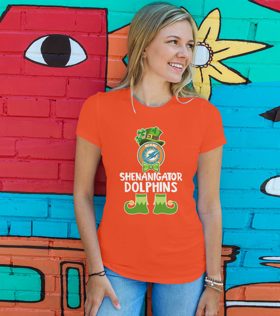 Shenanigator Miami Dolphins St. Patrick's Day Funny Leprechaun T-Shirt