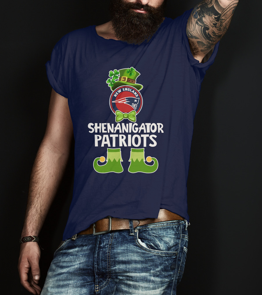 Funny Leprechaun St. Patrick's Day Shenanigator New England Patriots T-Shirt
