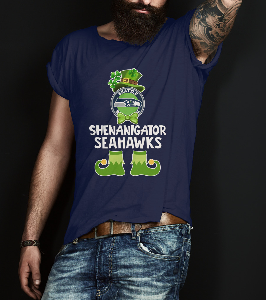 Shenanigator Leprechaun St. Patrick's Day Seattle Seahawks T-Shirt
