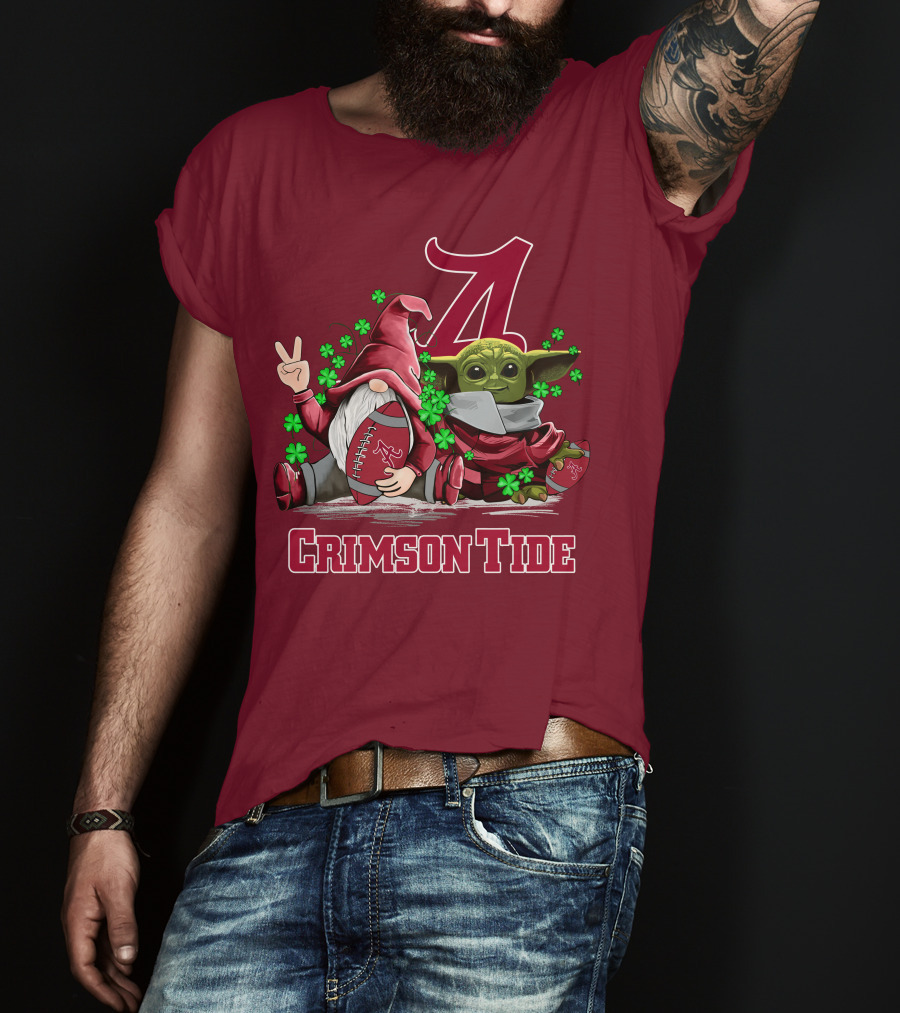 Leprechauns Gnomes Baby Yoda Alabama Crimson Tide Football T-Shirt