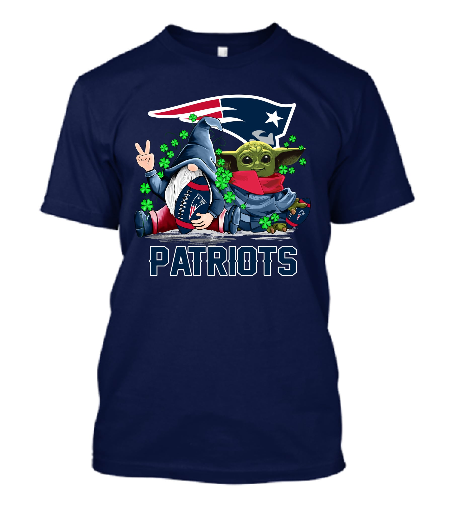 Leprechauns Gnomes Baby Yoda New England Patriots Football Icons T-Shirt
