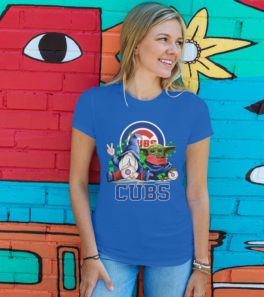 Chicago Cubs Leprechaun Gnome Baby Yoda Baseball Clover T-Shirt