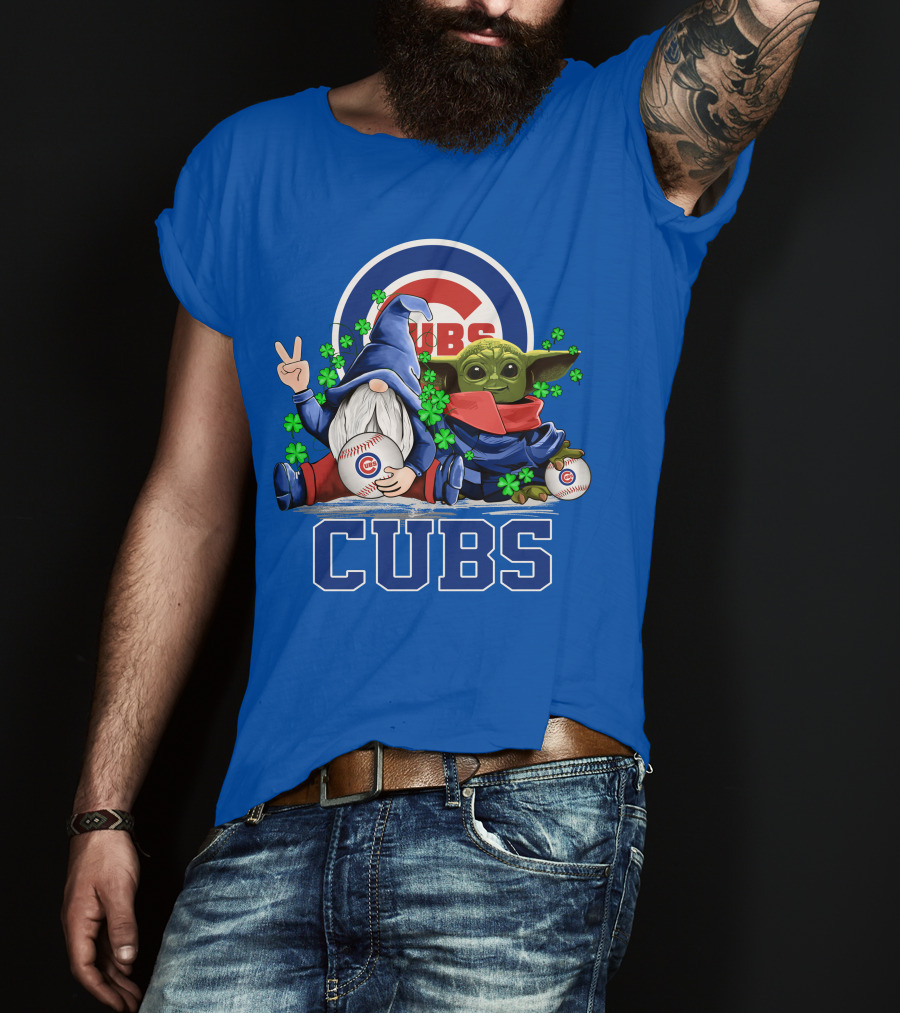 Chicago Cubs Leprechaun Gnome Baby Yoda Baseball Clover T-Shirt