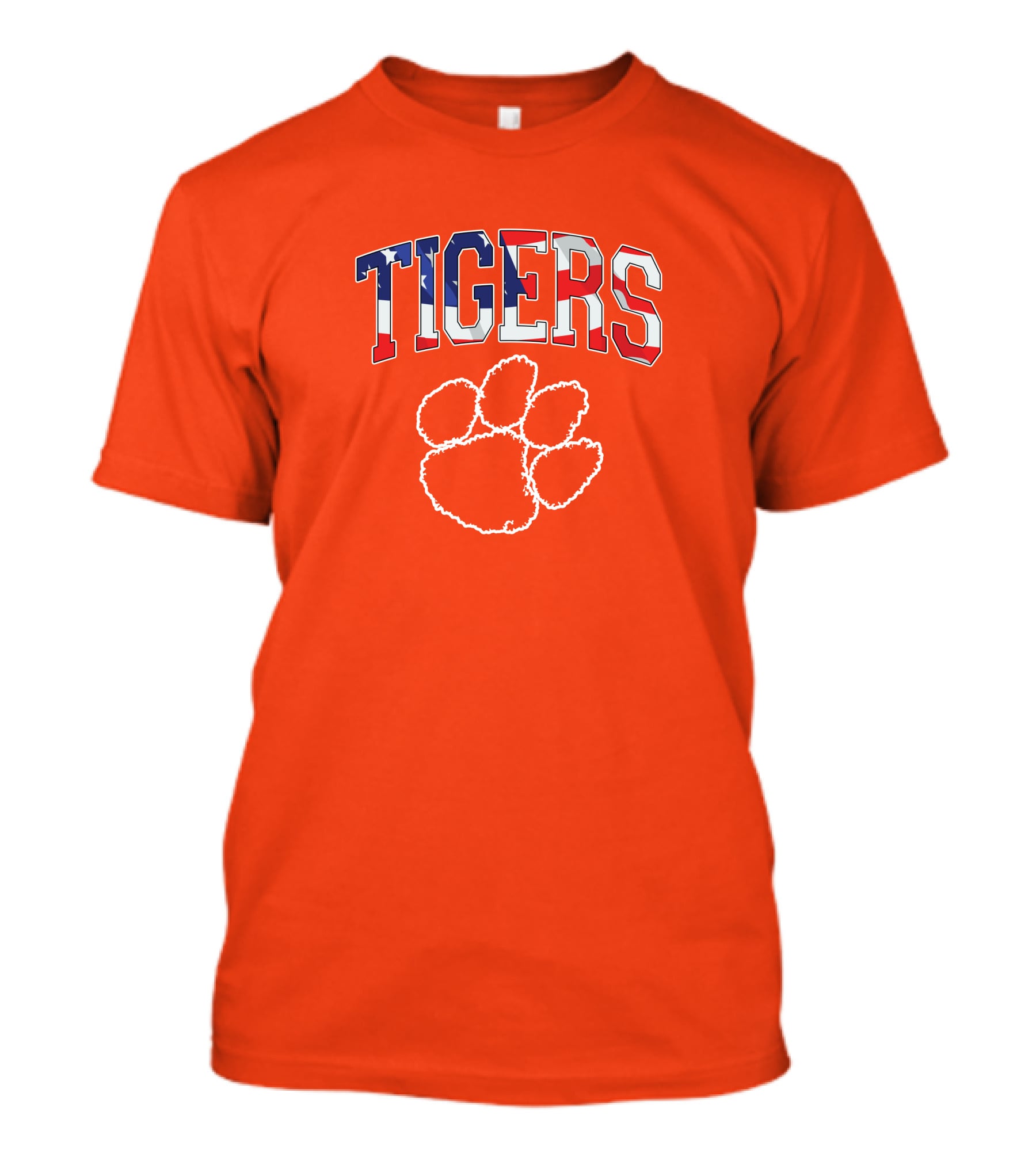 Tigers American Flag Paw Prints T-Shirt