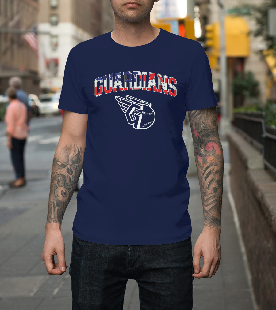 Guardians American Flag Baseball Emblem T-Shirt