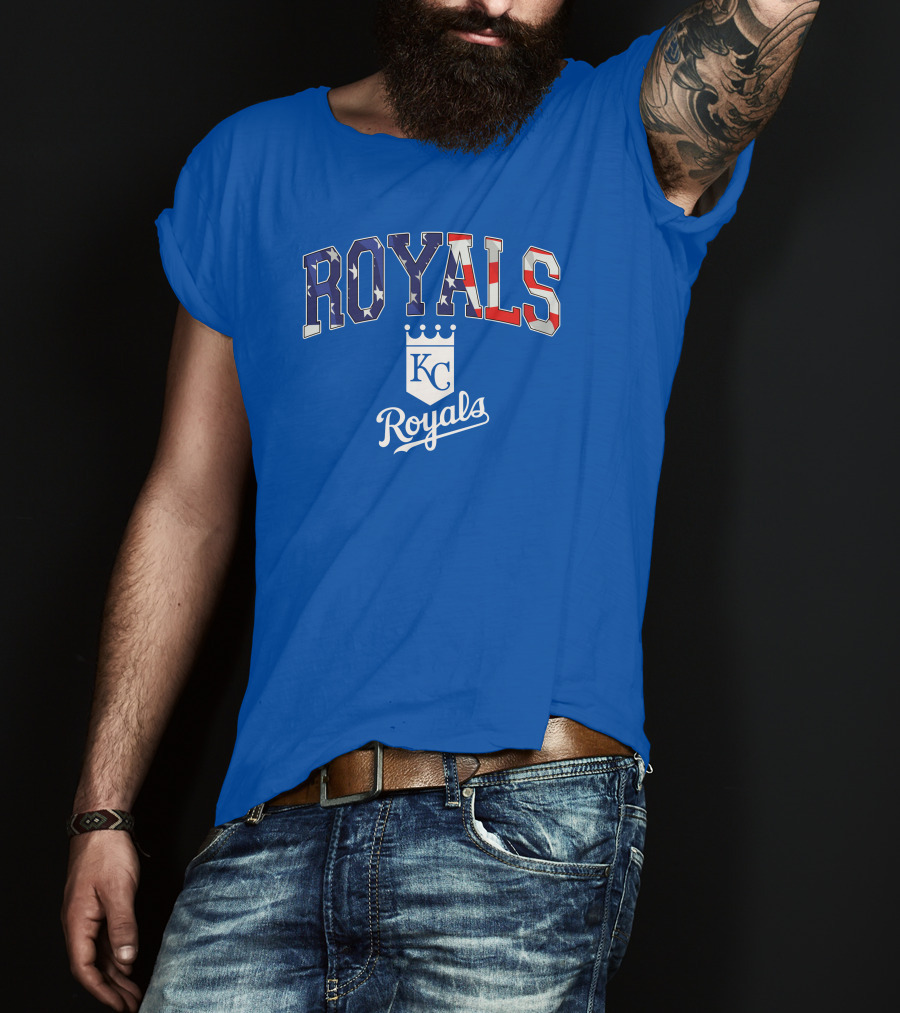 Kansas City Royals KC American Flag Logo Royals T-Shirt