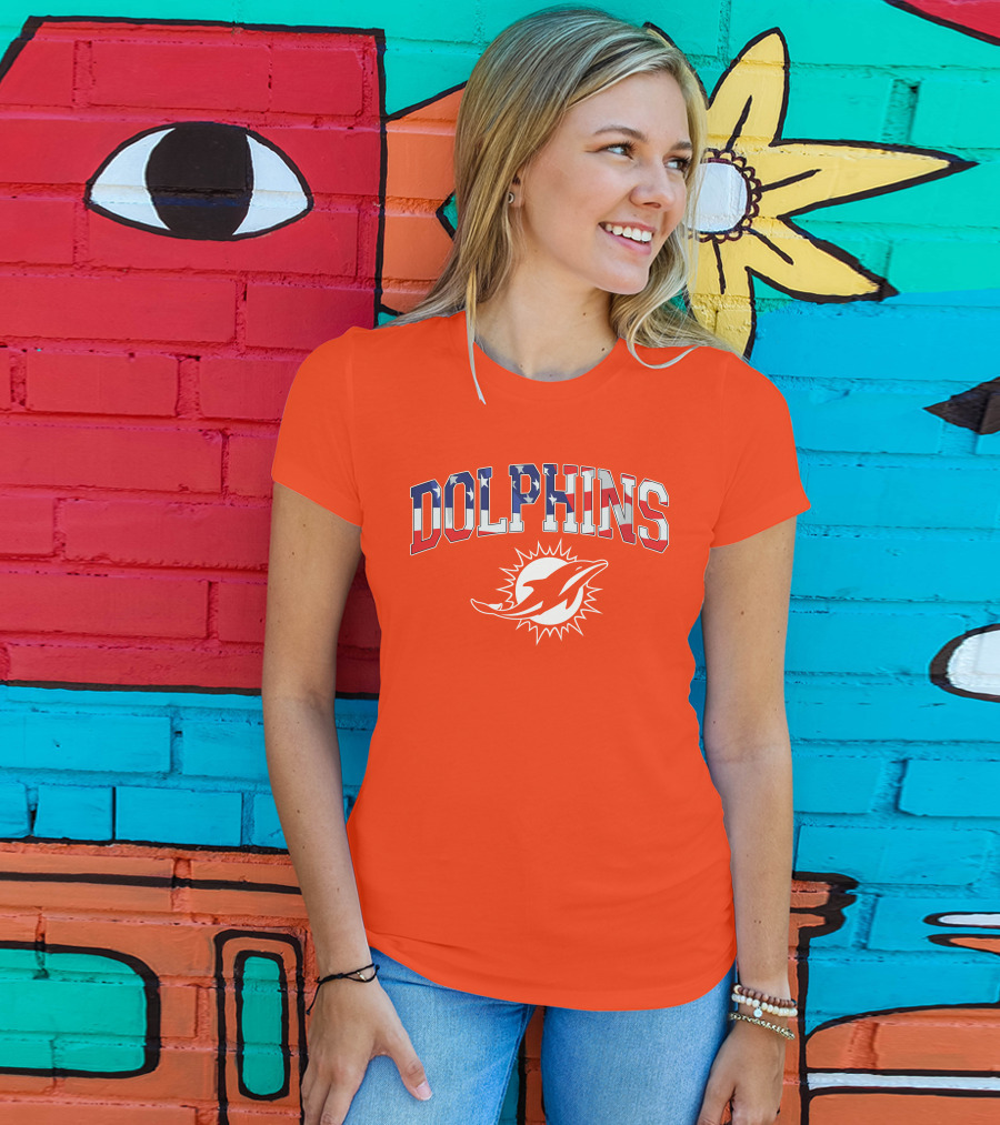 Dolphins American Flag Miami Football T-Shirt