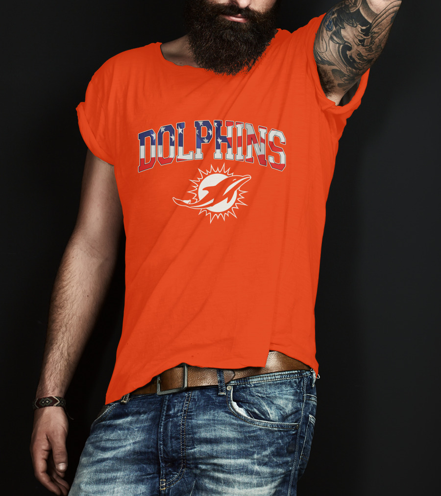 Dolphins American Flag Miami Football T-Shirt